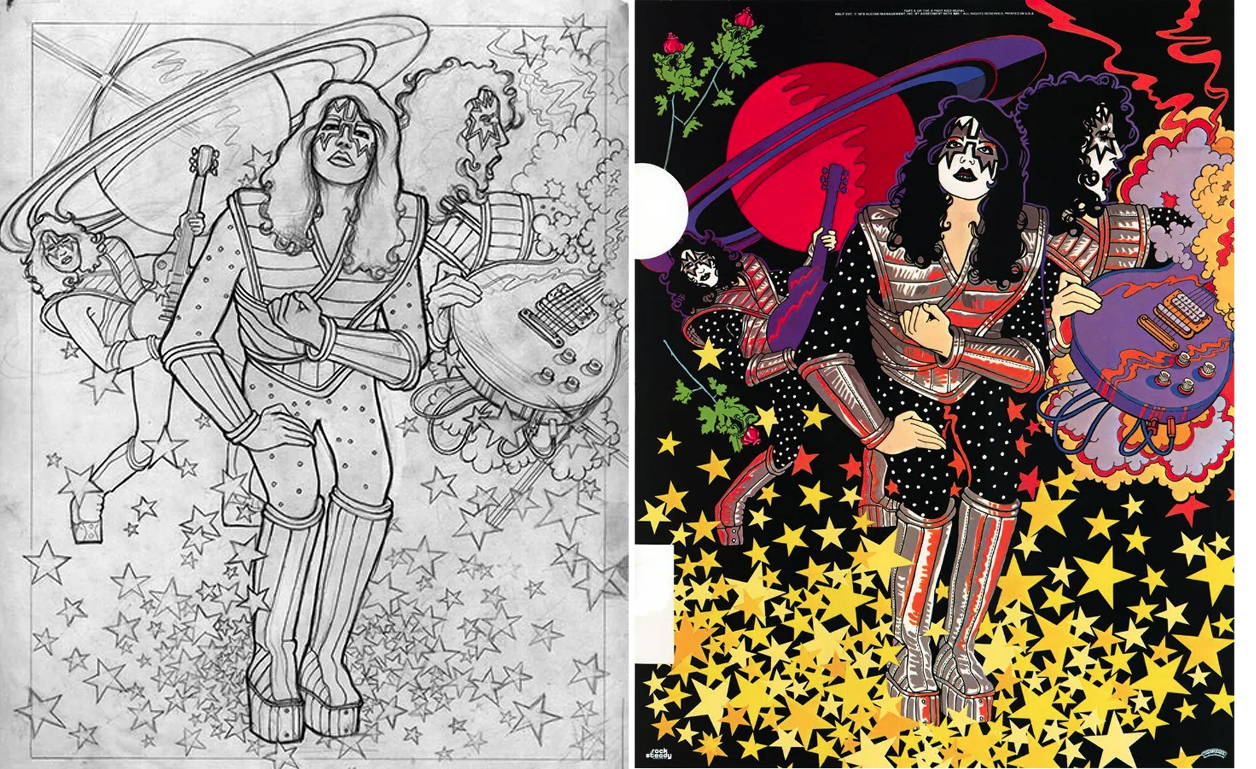 1978 Kiss solo album Ace Frehley sketch and art by David Edward Byrd