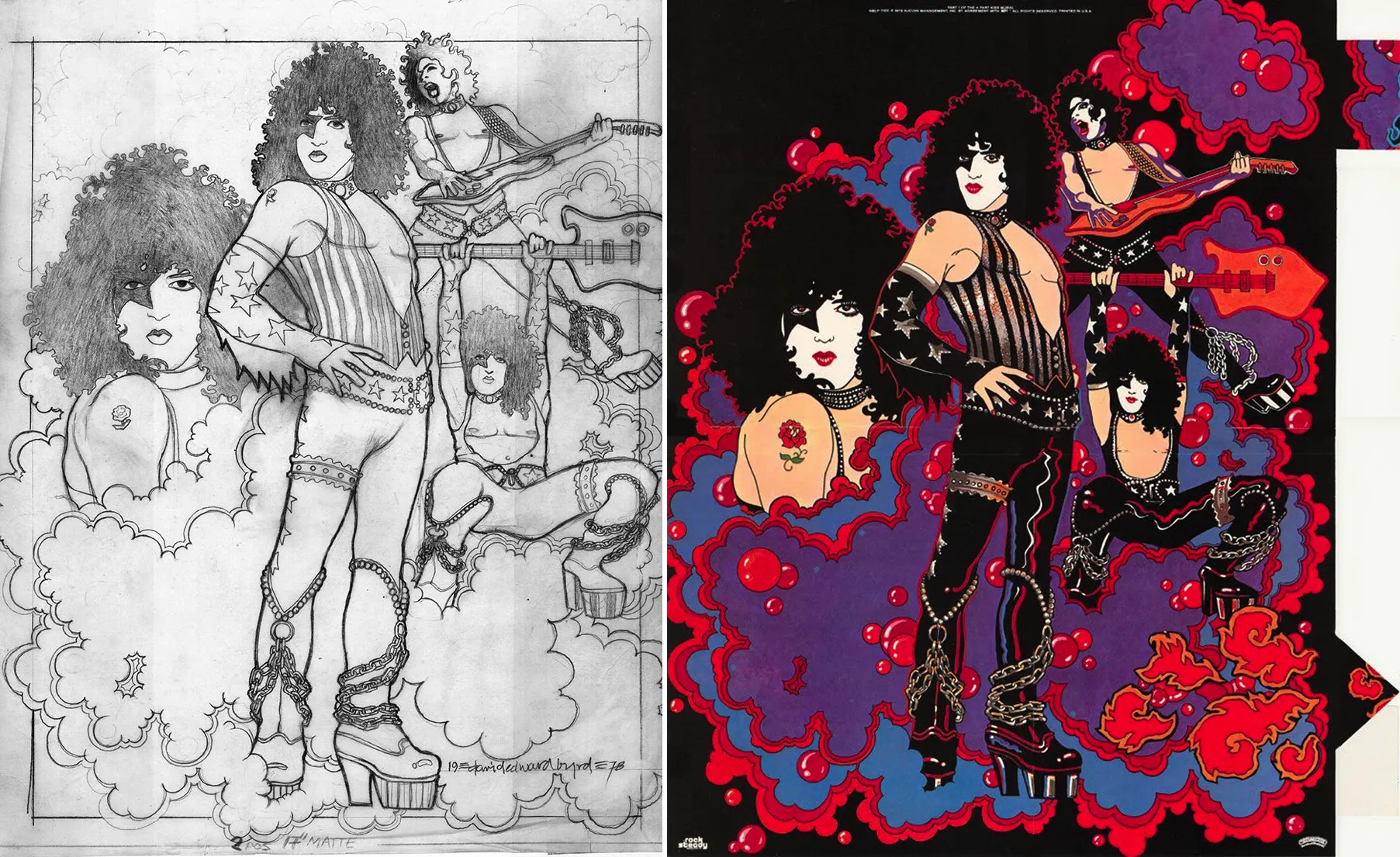 1978 Kiss solo album Paul Stanley sketch and art by David Edward Byrd