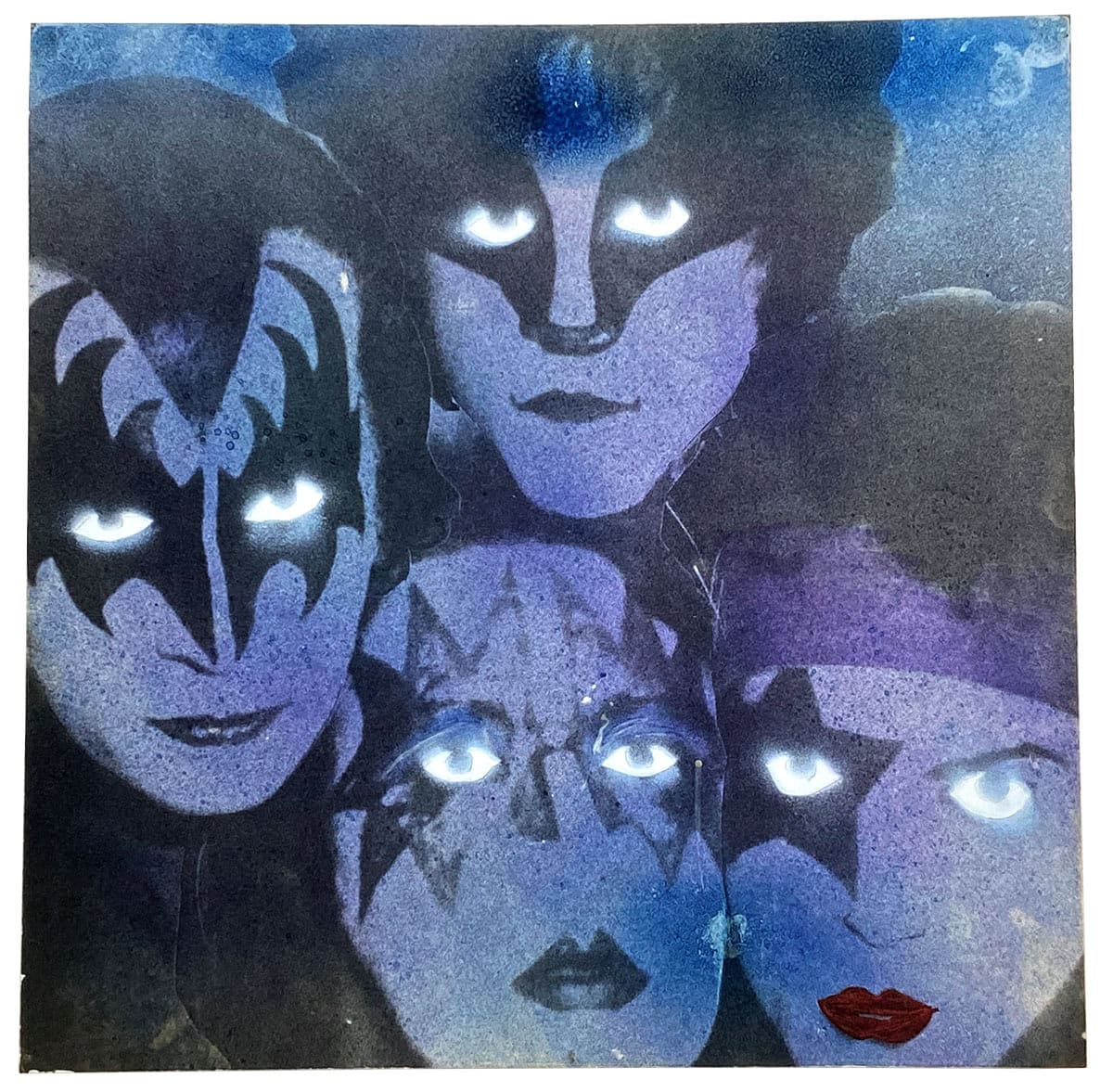 Kiss "Creatures Of The Night" 1st rough draft artwork mockup by art director Dennis Woloch.