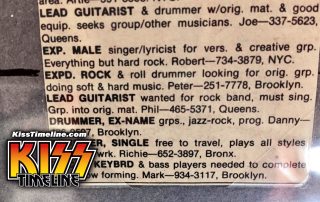 Peter Criss' ad in The Rolling Stone Magazine 1972