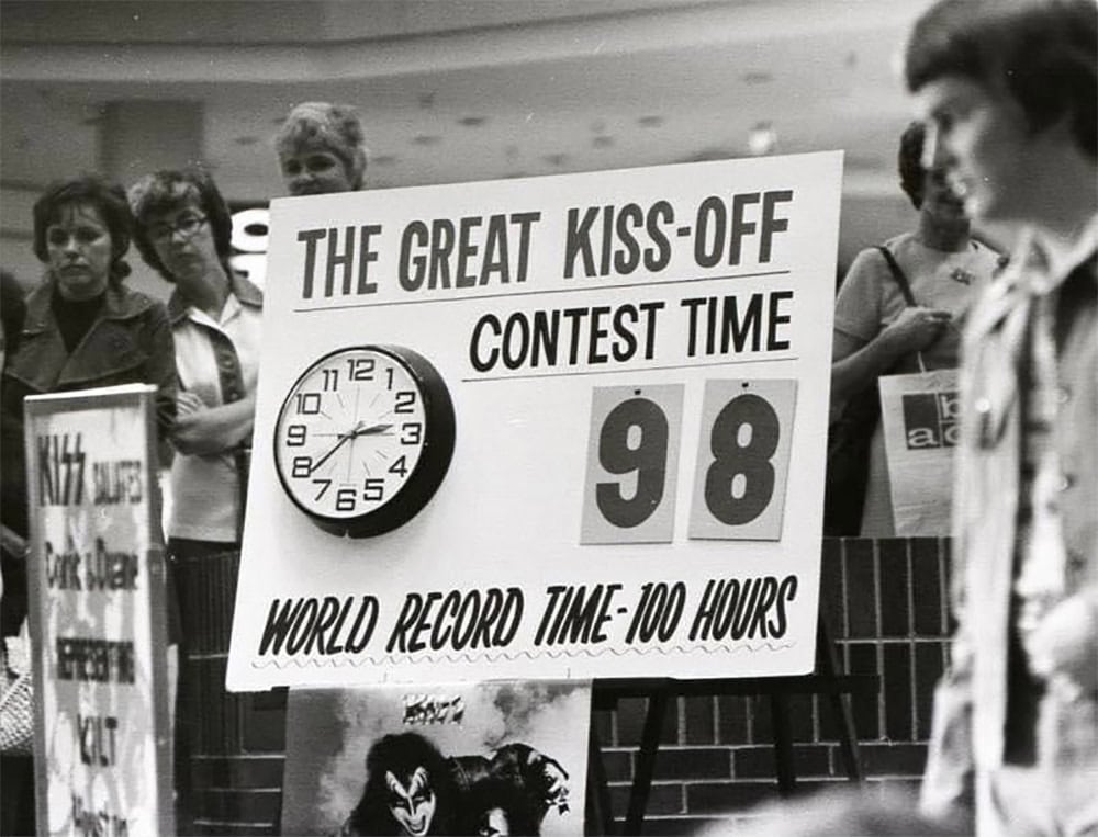 Kiss-Off kissing contest, Woodfield Shopping Center
Schaumburg, Illinois, June 8, 1974