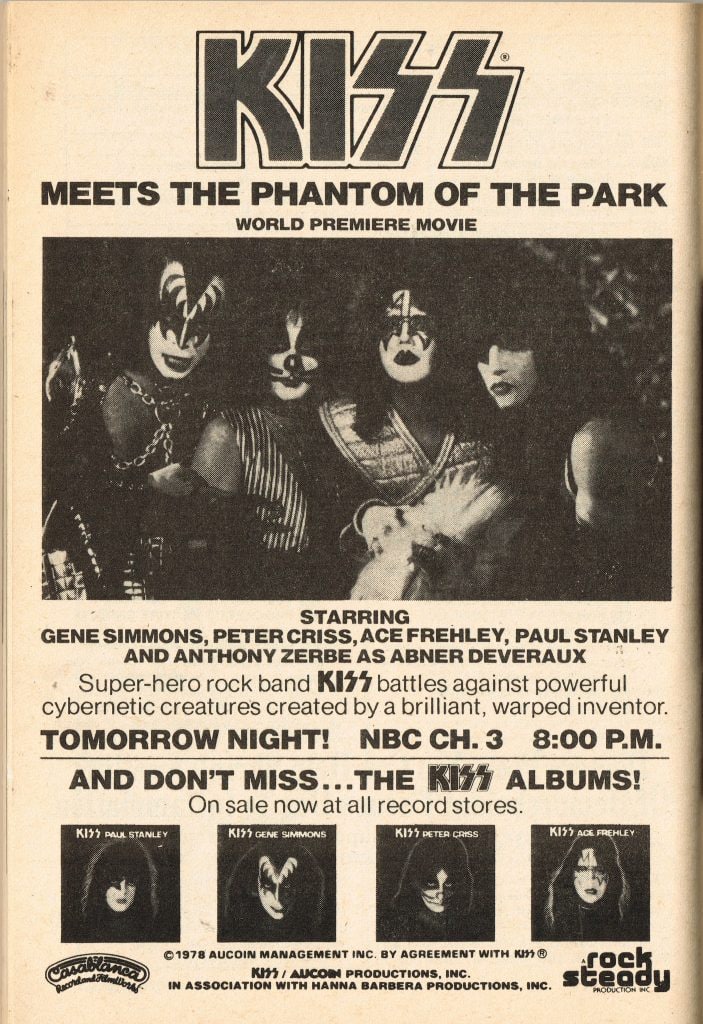 Kiss "Kiss Meets the Phantom of the Park" ad, 1978