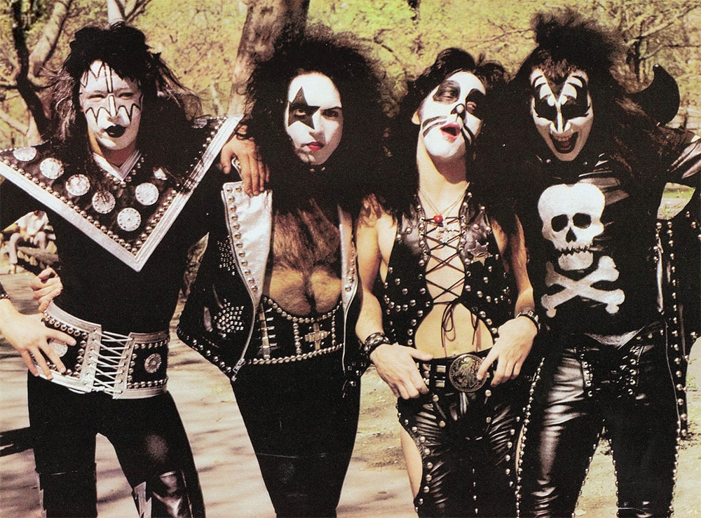Kiss photo session central park, New York, 4. April 1974, Photo by Waring Abbott
