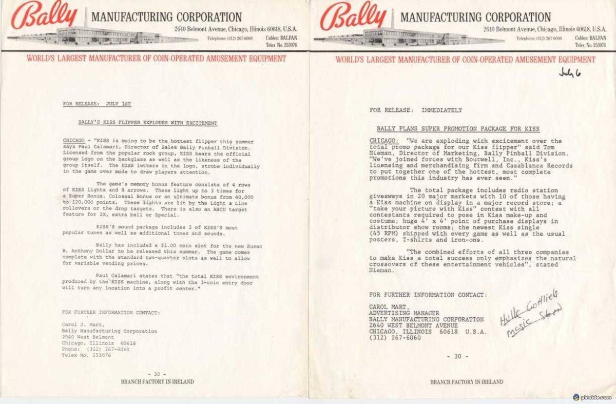 kiss flipper press release 1 july 1979