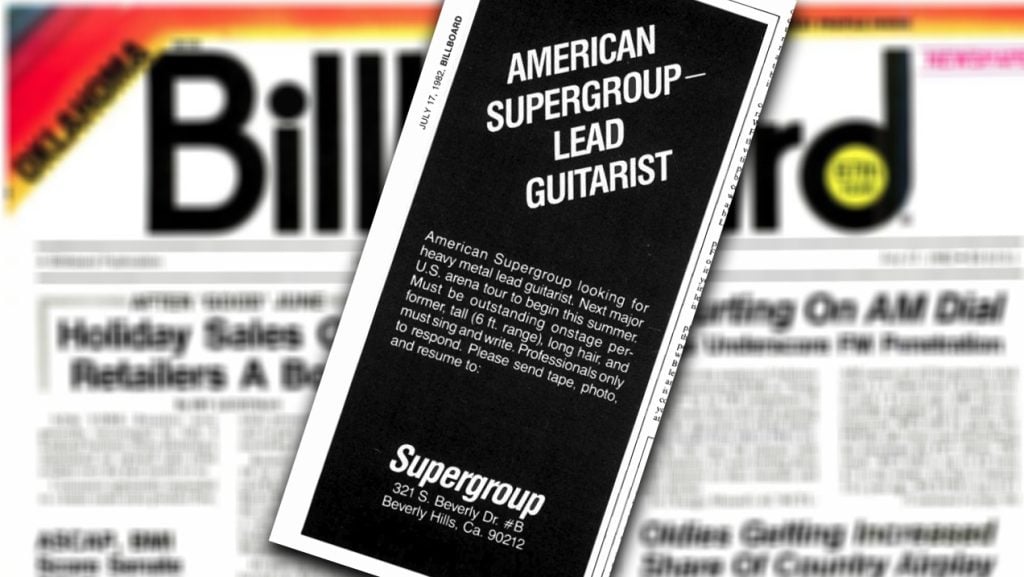 Kiss post ads looking for lead guitarist, 17. July 1982
