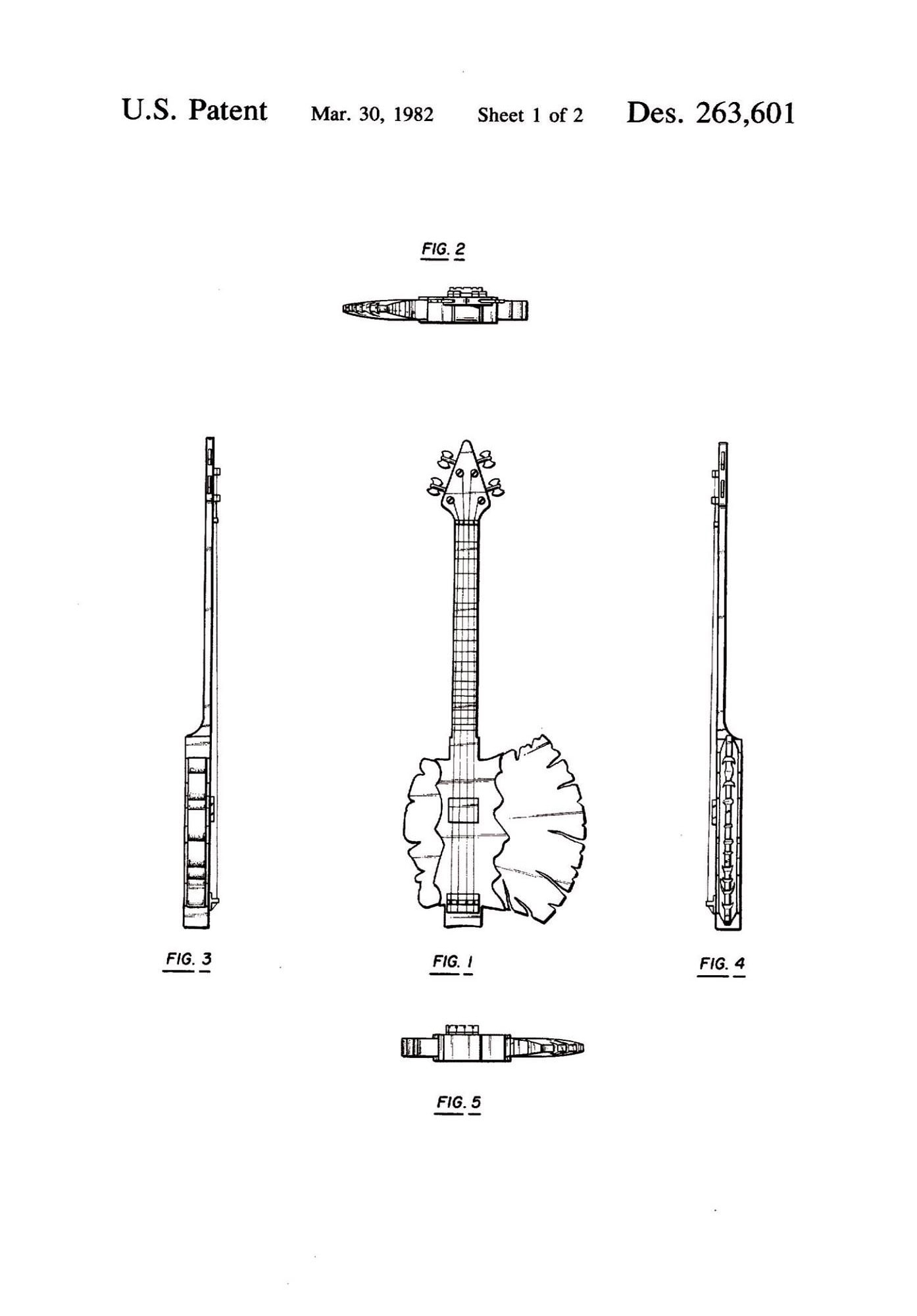 On 30. March 1980, Gene Simmons registered a first patent for his Axe bass.