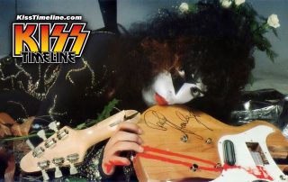 Paul Stanley smashing guitar on stage for the first time