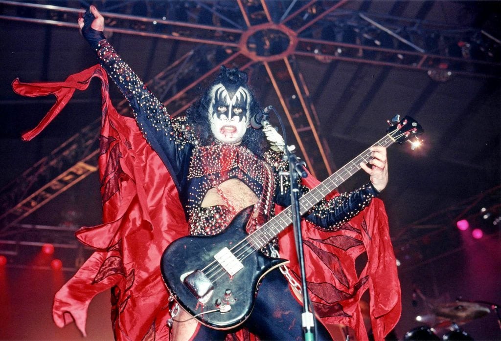 Gene Simmons using the prototype "Dynasty" costume live at Hollywood Sportatorium, 17. June 1979, Photo by Bob Alford.