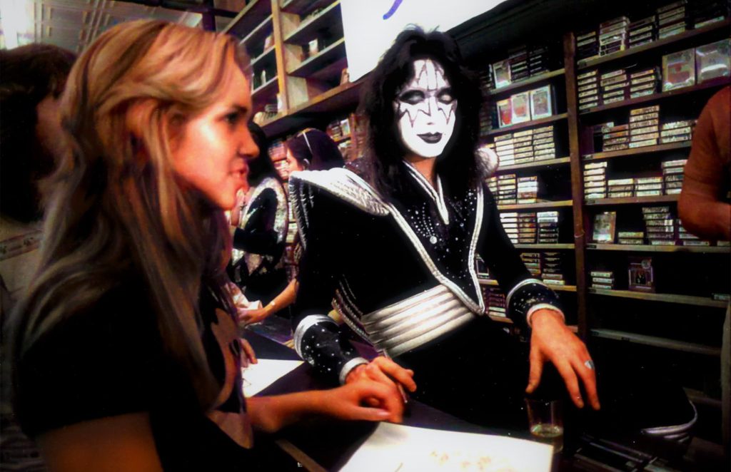 Kiss did an in-store appearance at Peaches Records & Tapes Atlanta, Georgia, 14. August 1976. Photo by Tom Hill, colorized by Johnathan Michael Stafford.