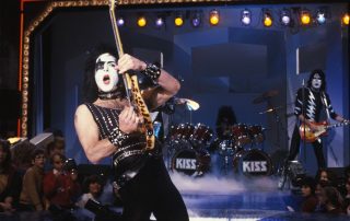 Kiss plays on the German TV show Vorsicht Music, while in Munich, West Germany on the "Creatures Of The Night" European press tour,1. December 1982. Photo by Peter Mazel.