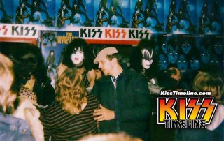 On 22. January 1983, Kiss did an in-store appearance at Strawberries Worcester, Massachusetts, while on their "Creatures Of The Night" tour in USA. Photo by Mark Thomas.