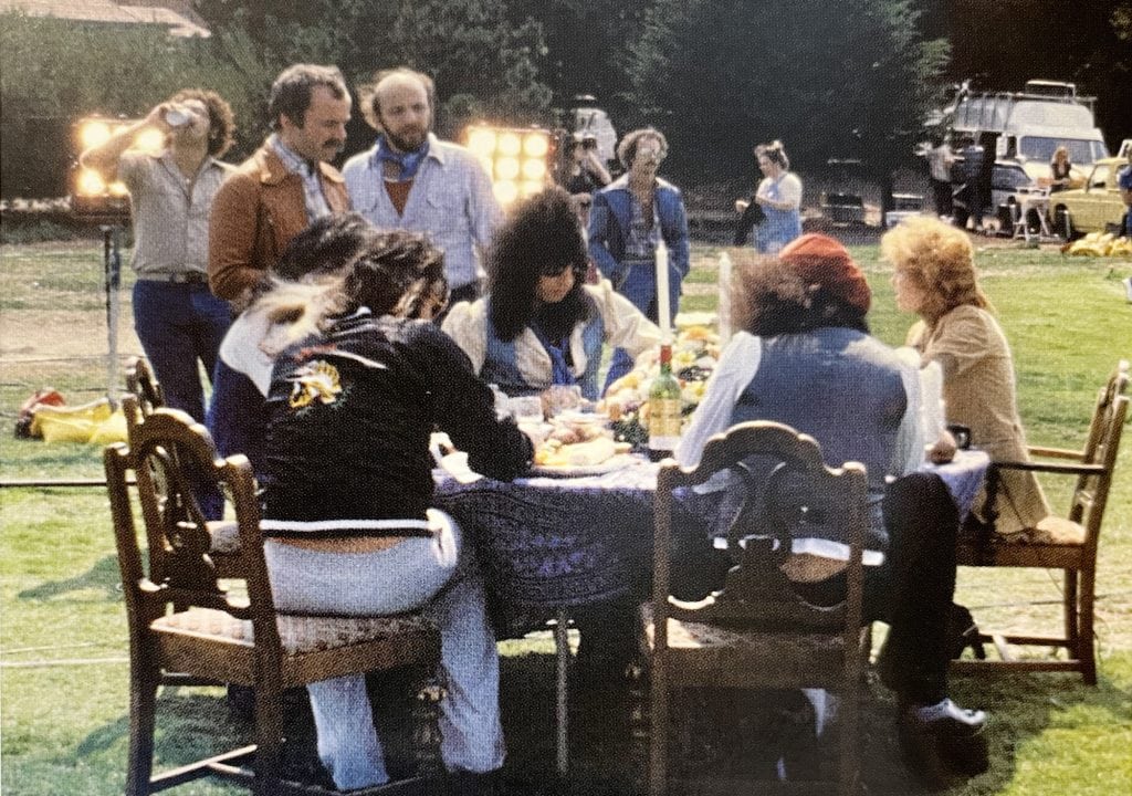 On 15. August, 1977, Kiss was interviewed unmasked in the Victorian Park, San Francisco, by Alison Steele for the Night Bird TV show on WNEW. Photo by Lydia Criss.