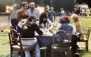 On 15. August, 1977, Kiss was interviewed unmasked in the Victorian Park, San Francisco, by Alison Steele for the Night Bird TV show on WNEW. Photo by Lydia Criss.