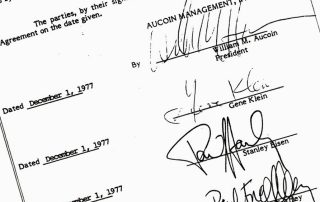 On 1. December, 1977, Kiss signed assignment of copyrights agreement with Aucoin Management.