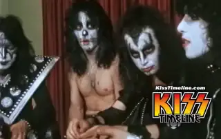 On 15. June, 1974, Kiss was filmed performing at Massey Hall in Toronto, Canada, and interviewed backstage by CBC News after opening for the New York Dolls before an audience of 2,800. The footage and interview were later featured in a CBC documentary “Glitter Rock”.