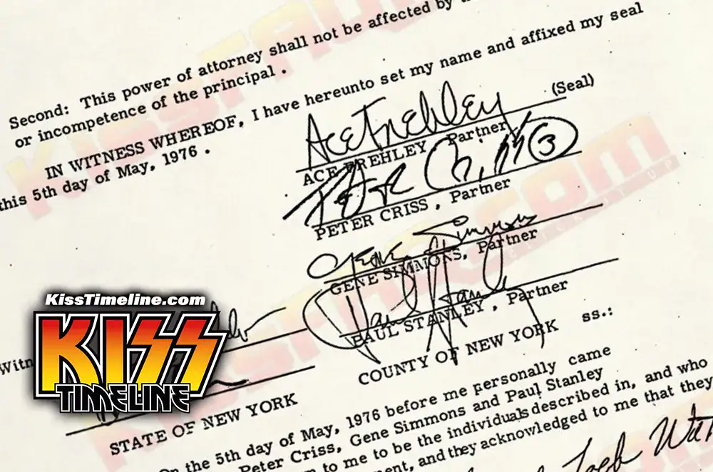 On 5. May, 1976, Kiss signed a management agreement with Glickman/Marks Management Corporation, formally appointing Carl D. Glickman and Howard L. Marks as the band's business managers.